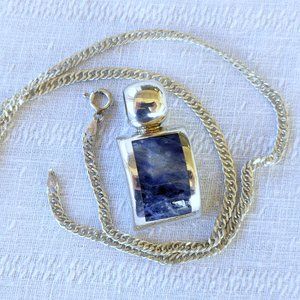 Chunky Sterling Sodalite Pendant-ATI Mexico-with 18" Sterling Chain-23g